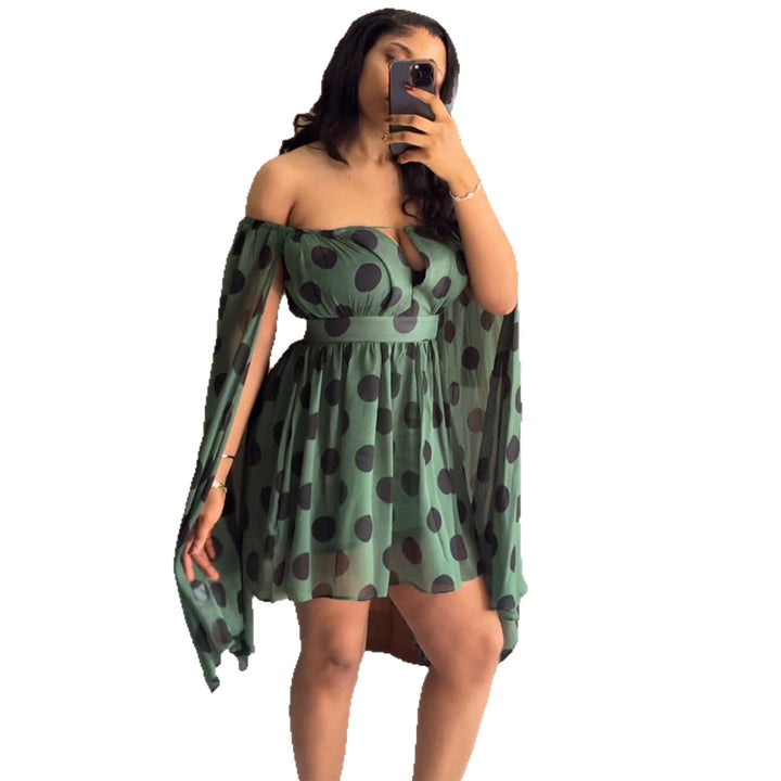 Damen Minikleid mit aufregendem Off-Shoulder Design und weit geschnittenen Ärmeln Drune
