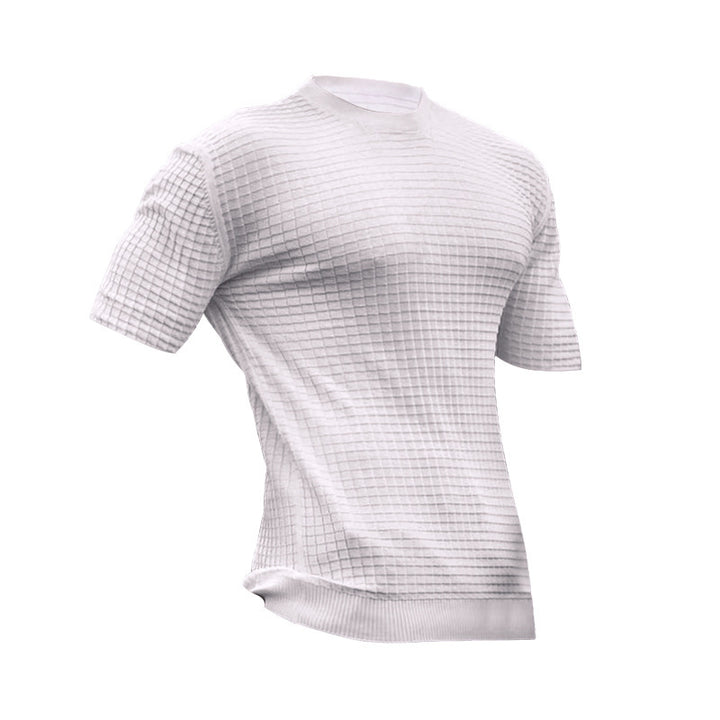 Herren nan Waffelstruktur-Kurzarm-Strickshirt mit schmaler Passform und elastischem Rippsaum Drune