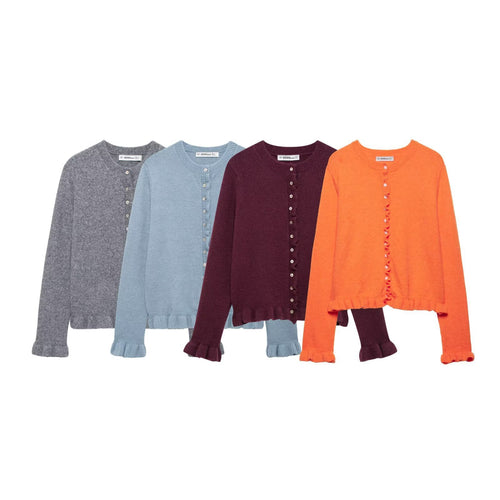 Damen elegante Strickjacke mit dekorativen Knöpfen Drune