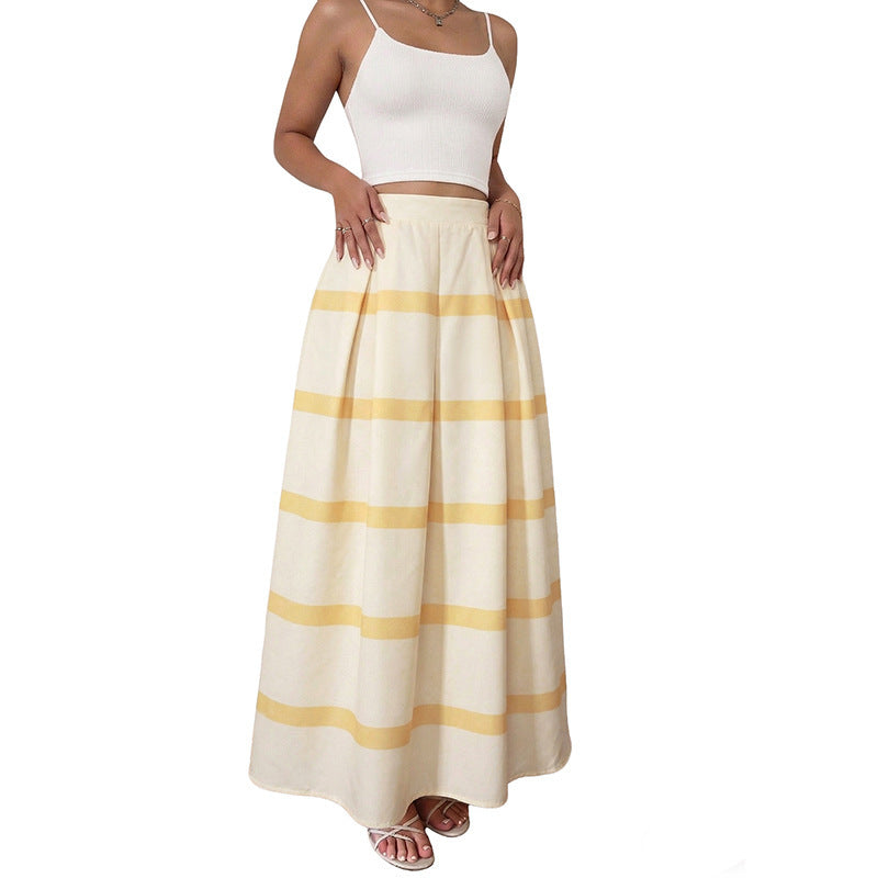 Damen Eleganter Maxirock mit Streifen Drune