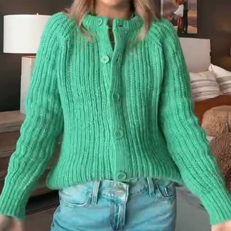 Damen Oversize Mohair-Effekt Strickjacke mit Rippenstruktur und Rundhalsausschnitt Drune