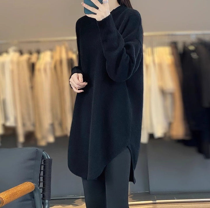 Damen lässiger Pullover mit lockerer Passform aus hochwertiger Wolle Drune