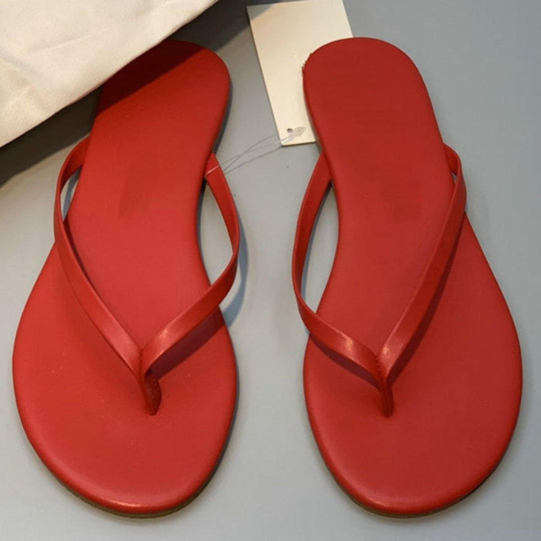 Damen stilvolle Flip-Flops mit glänzendem Riemendesign Drune