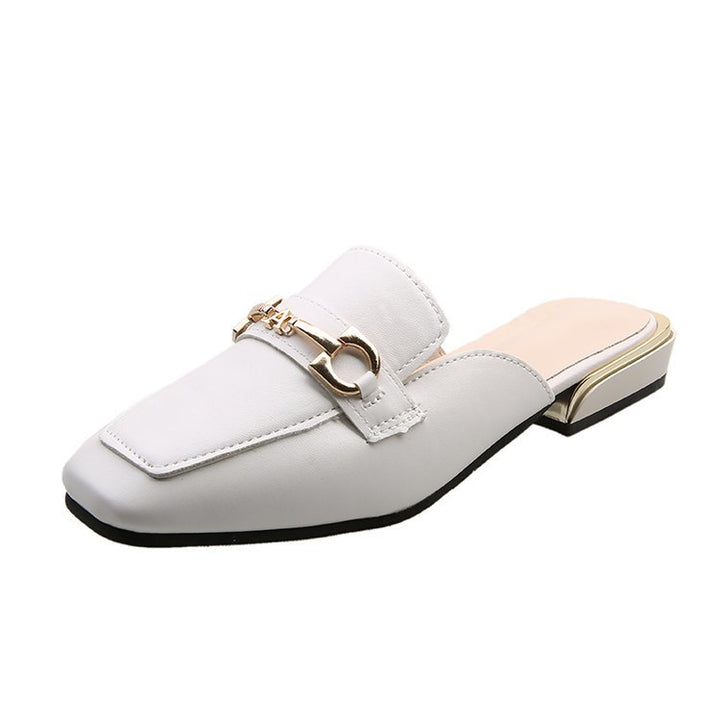 Damen Modische Mules mit elegantem Ledermaterial und schickem Schnallenakzent Drune