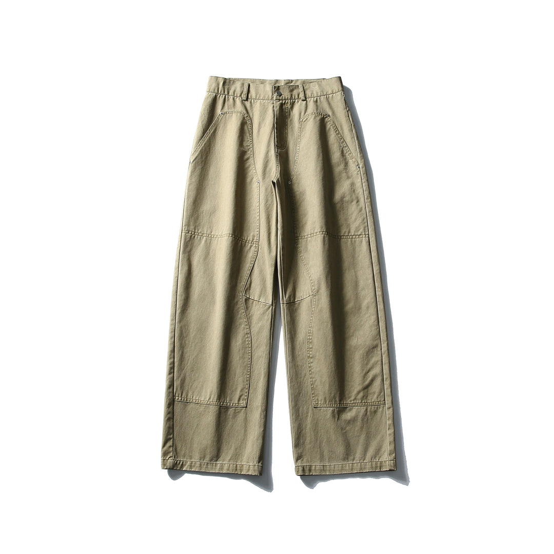 Damen High‑Waist Cargo‑Hose aus Denim mit verstärkten Knieeinsätzen und großen aufgesetzten Taschen Drune