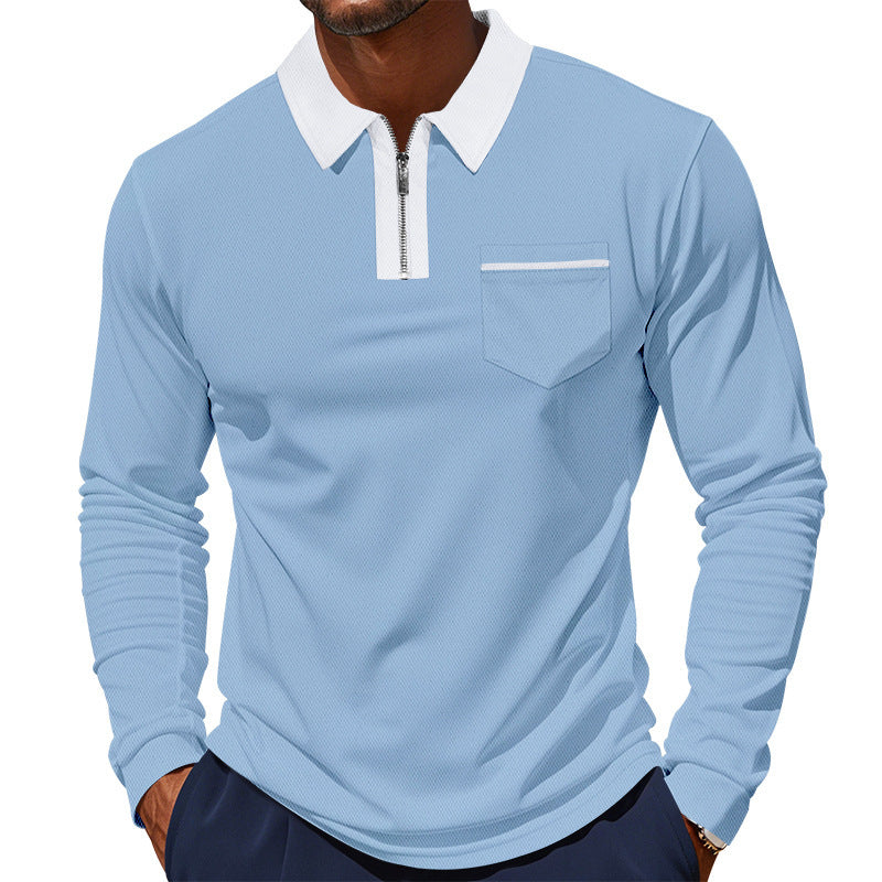 Herren Langarm-Polo mit Reißverschluss und Brusttasche Drune