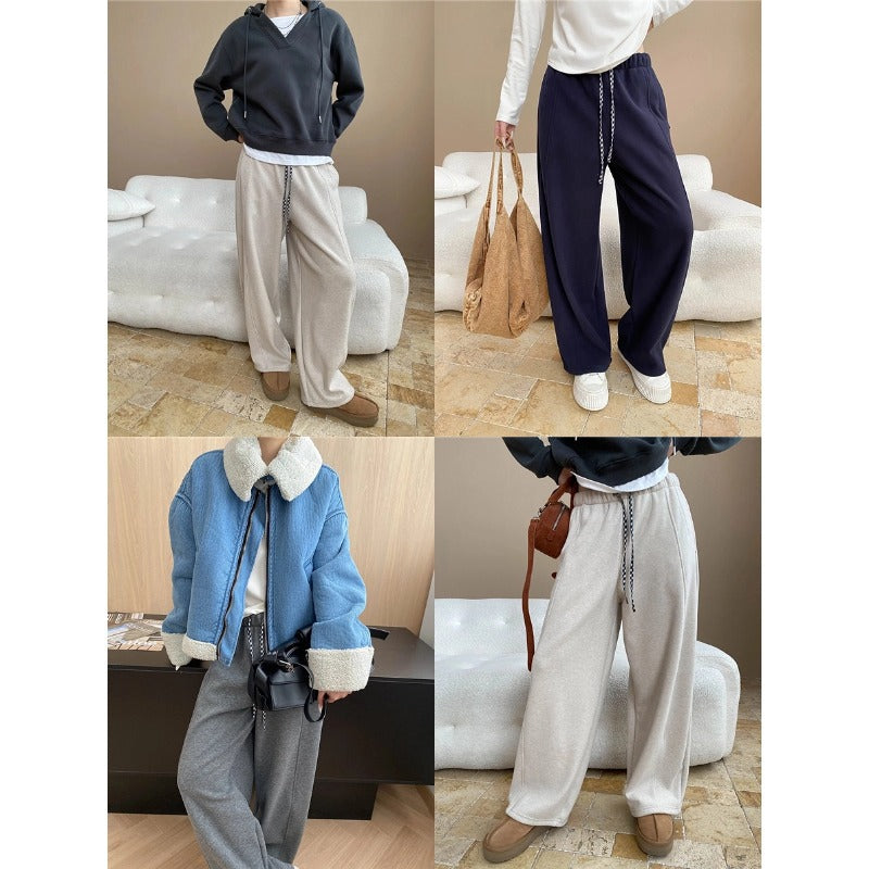 Damen lässige weite Jogginghose mit hohem Taillenbund und praktischen Taschen Drune