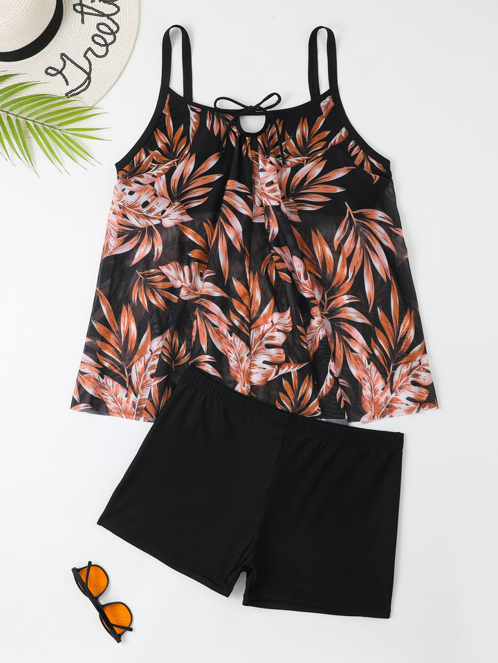 Damen Tankini-Set mit floralem Oberteil und eleganten Shorts Drune