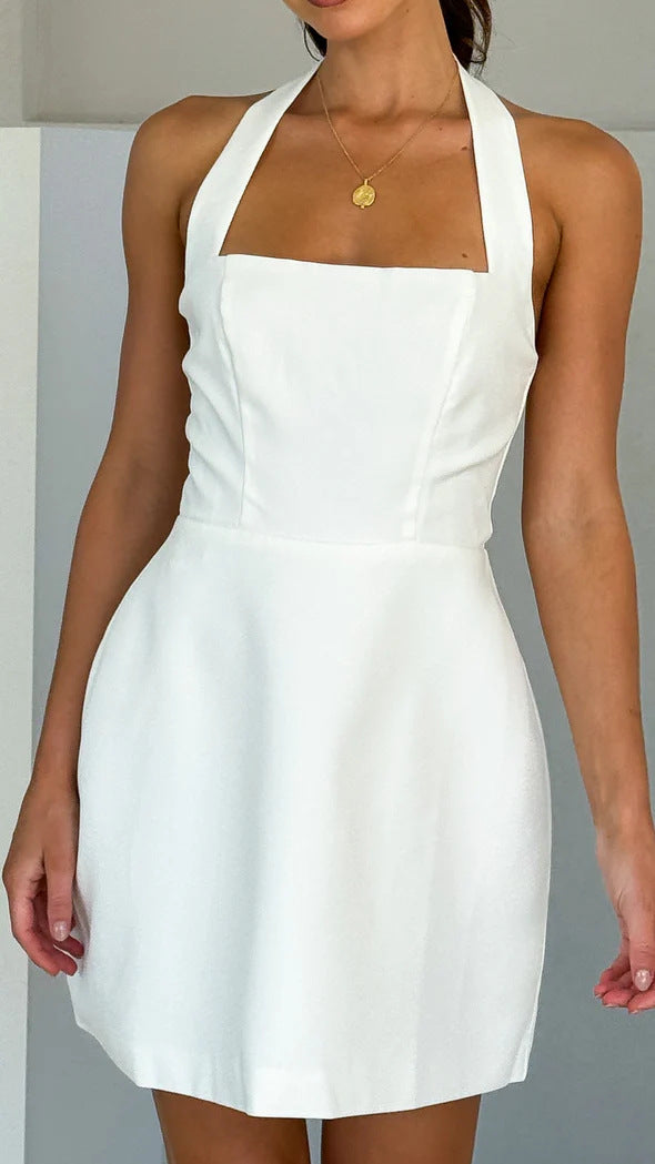 Damen Minikleid mit fließendem Schnitt und eleganten Halter-Details Drune