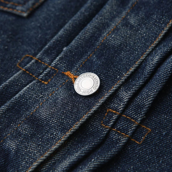 Damen nan kastige Denimjacke mit Herz‑Patchtasche, aufgesetzten Pattentaschen und durchgehender Knopfleiste Drune