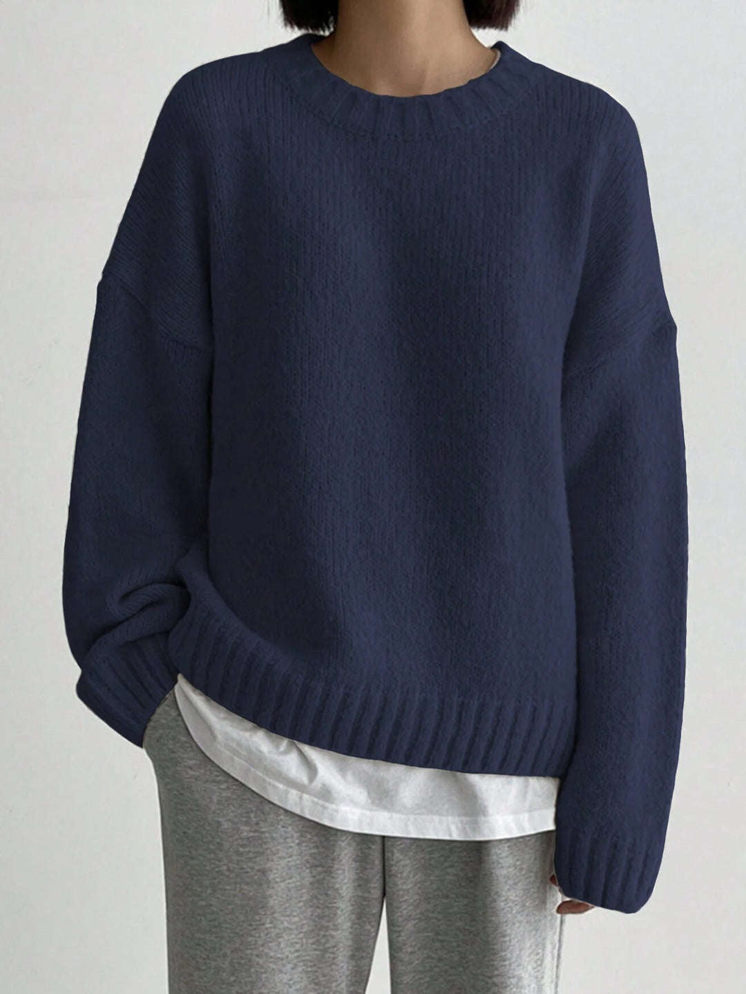 Drune | Pullover - Damen Herbst Oversized Rundhals Strickpullover