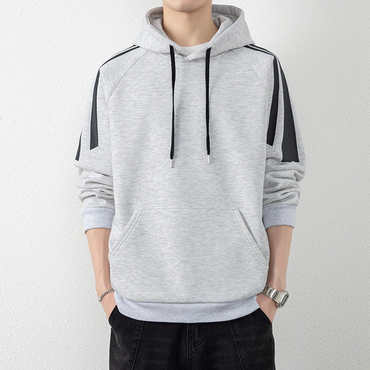 Herren Kapuzenpullover mit Raglanärmeln, Kängurutasche und Kontraststreifen Drune