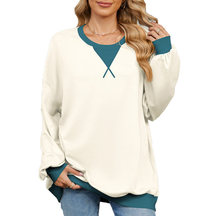 Damen lässiges Oversized Sweatshirt mit modernem V-Ausschnitt und eleganten Ärmelbündchen Drune