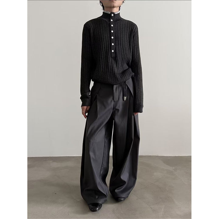 Herren Elegantes Strickoberteil mit verdeckter Knopfleiste Drune