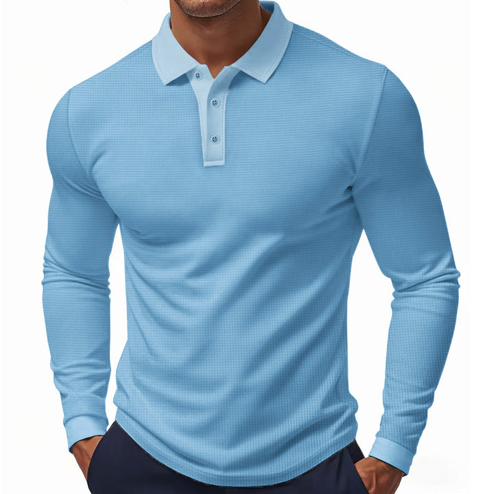 Herren Langarm-Polohemd im strukturierten Design mit modernem Schnitt Drune
