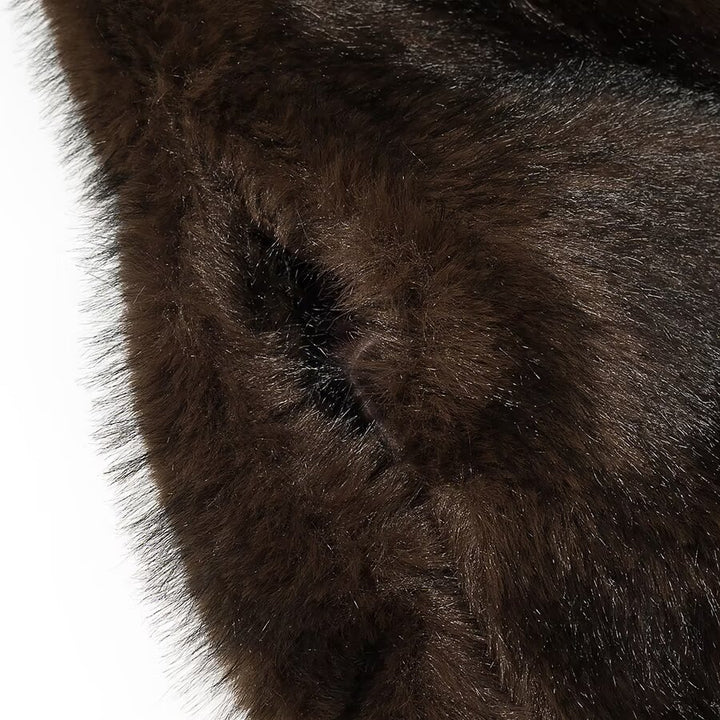 Damen Kuschelige Kunstfelljacke mit elegantem Kragen und weichem Innenfutter Drune