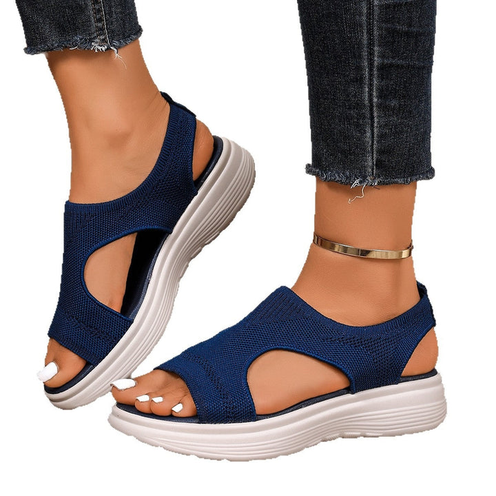 Damen Komfortable Keilsandalen mit atmungsaktiver Obermaterialstruktur und flexiblem Fußbett Drune