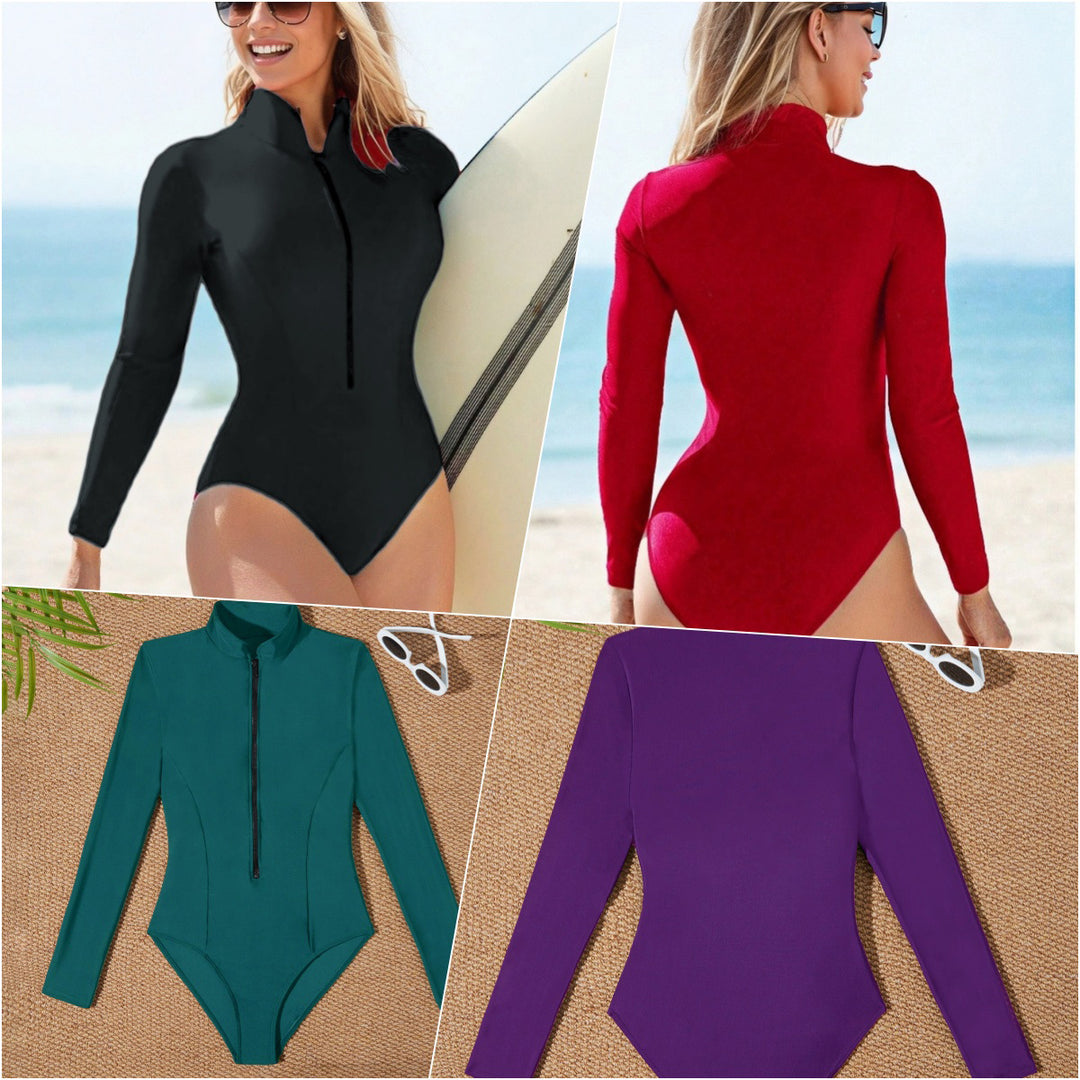Damen Sportlicher Langarm-Surfsuit mit hochgeschlossenem Kragen Drune