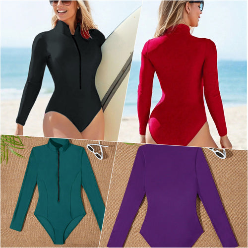 Damen Sportlicher Langarm-Surfsuit mit hochgeschlossenem Kragen Drune