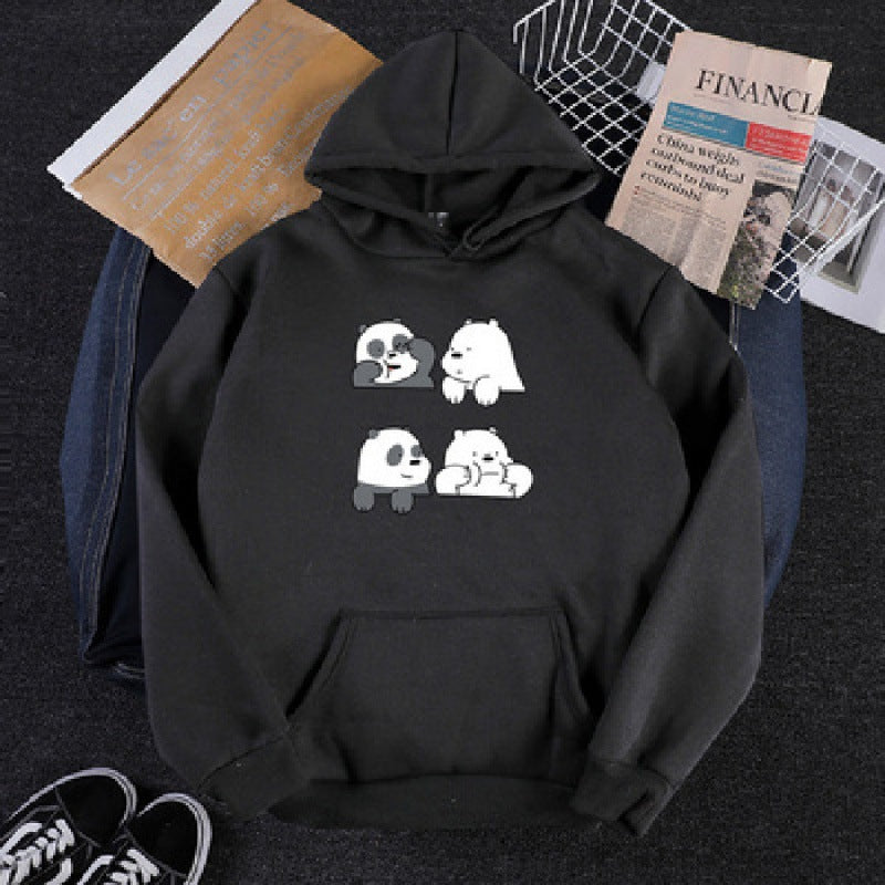 Unisex nan Kapuzenpullover mit niedlichem Comic-Tierprint, Kängurutasche und weichem Fleece-Innenfutter Drune
