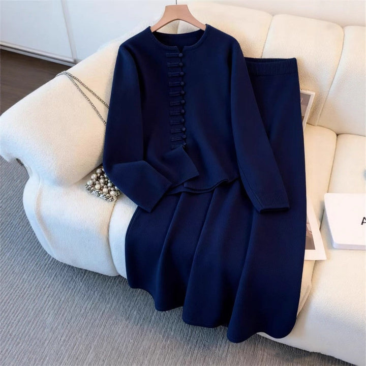 Damen Strickensemble mit dekorativen Knopfdetails und elegantem Schnitt Drune