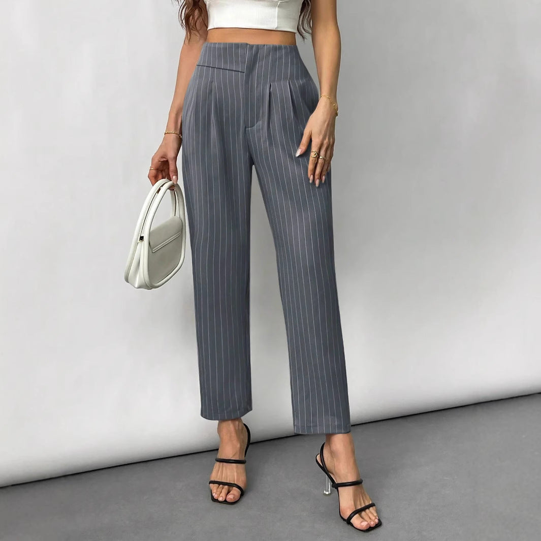 Damen Elegante und modische Anzughose mit Streifen Drune