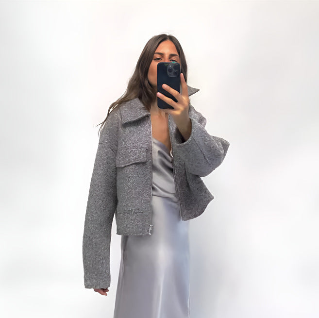 Damen Cropped Wolljacke Drune