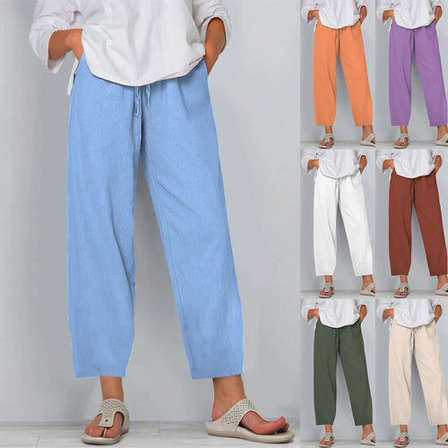 Damen Relaxed Culotte-Hosen mit Kordelzug, Seitentaschen und Knöchellänge Drune