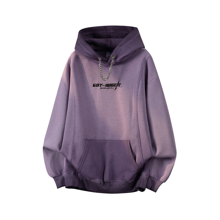 Unisex Oversize Kapuzenpullover mit handschriftlichem Grafik-Print, Kängurutasche & geripptem Saum Drune