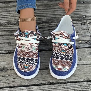 Damen nan leichte Espadrille-Sneaker mit Ethno-Print, Bastbesatz und rutschfester Gummisohle Drune