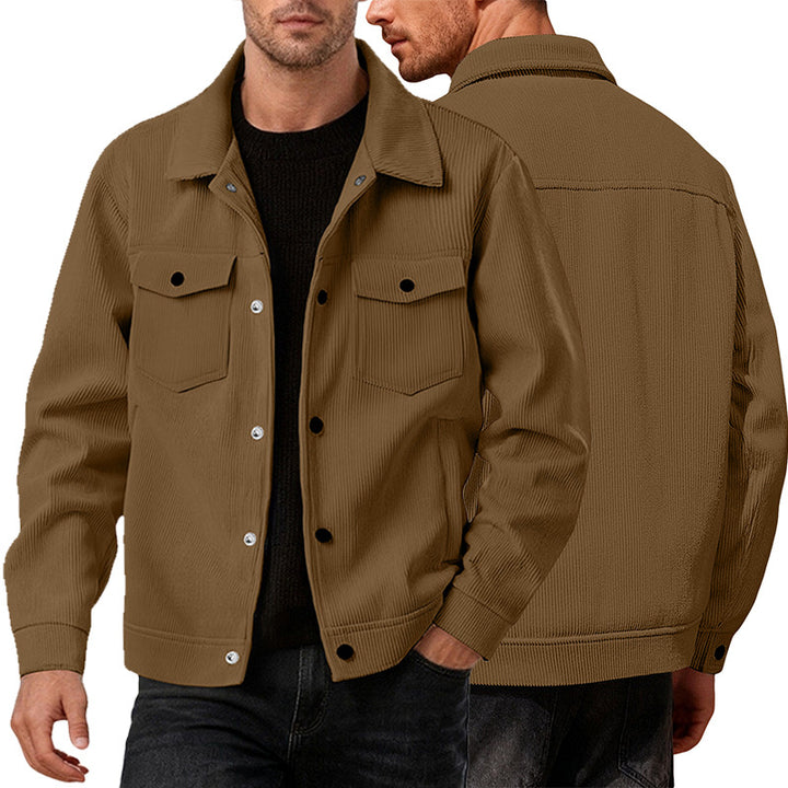 Herren nan Cordjacke im klassischen Arbeiterjacken-Schnitt mit Druckknöpfen und Brusttaschen Drune