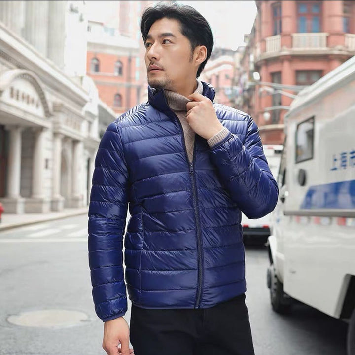 Herren Ultraleichte gesteppte Kapuzenjacke mit windabweisender Hülle und Kompaktpackfunktion Drune