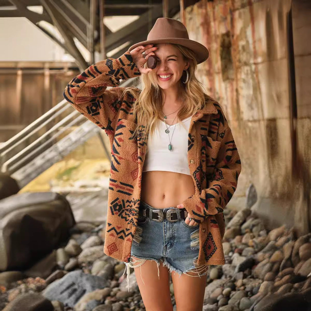 Drune | Retro Plüschjacke mit Reverskragen