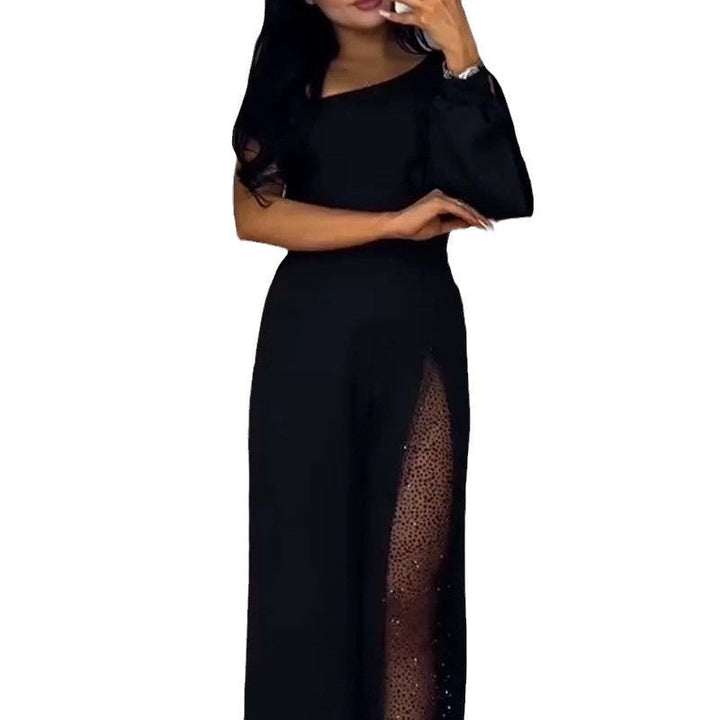 Asymmetrischer einseitiger Damen-Jumpsuit mit Paillettenpanel Drune
