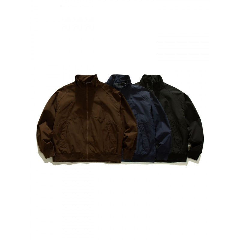 Herren Leichte Boxy-Trainingsjacke mit Stehkragen, Raglanärmeln und geripptem Saum Drune