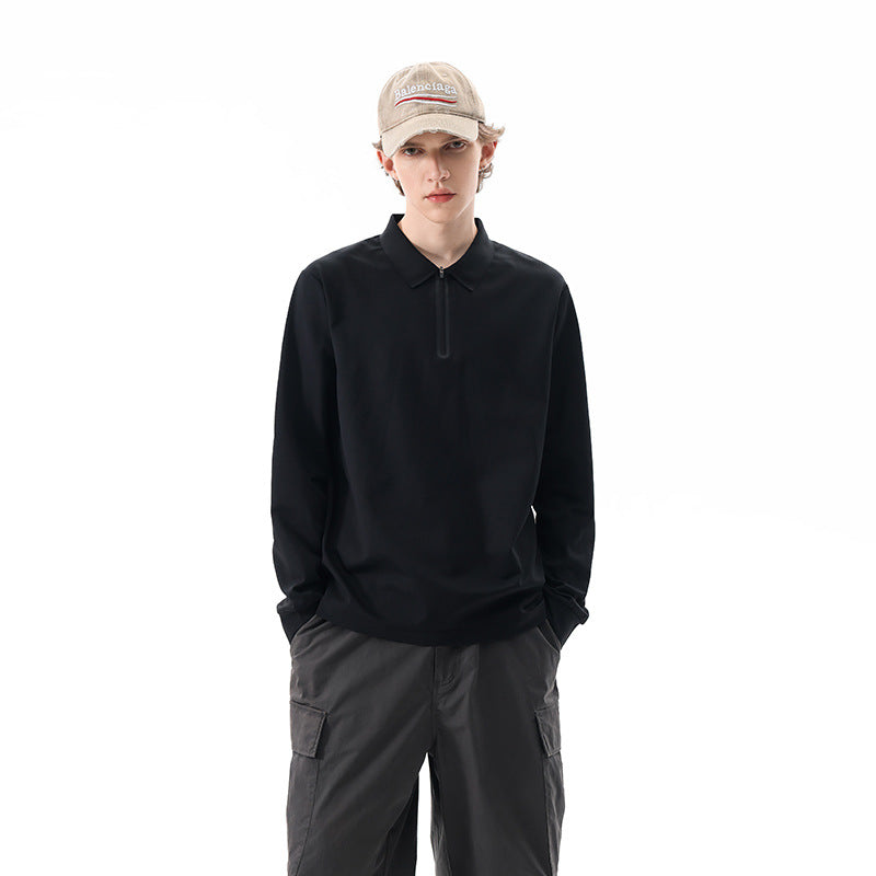 Unisex Oversized Halbzip-Pullover mit Hemdkragen und Technical-Scuba-Stoff Drune
