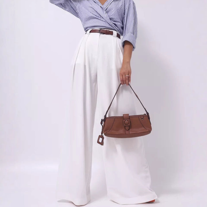 Damen weite Palazzohose mit hohem Bund und eleganter Taillierung Drune