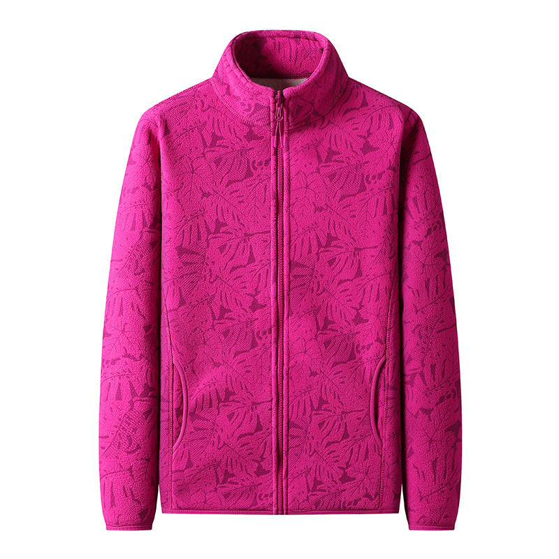 Damen Fleecejacke mit durchgehendem Reißverschluss und floraler Jacquard-Struktur Drune