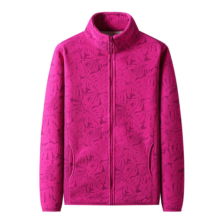 Damen Fleecejacke mit durchgehendem Reißverschluss und floraler Jacquard-Struktur Drune