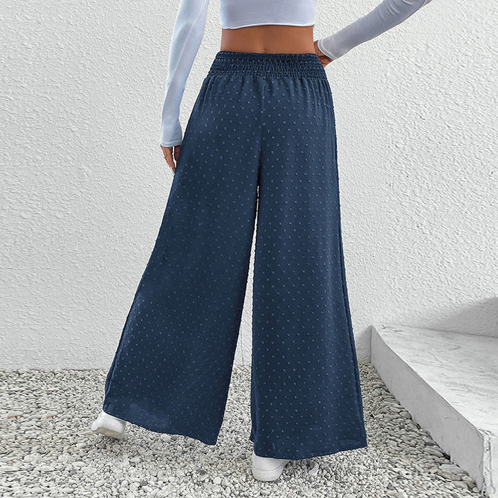 Damen Weite Leichte Maxihose mit Gummibund, strukturierter Punkttextur und Eingrifftaschen Drune