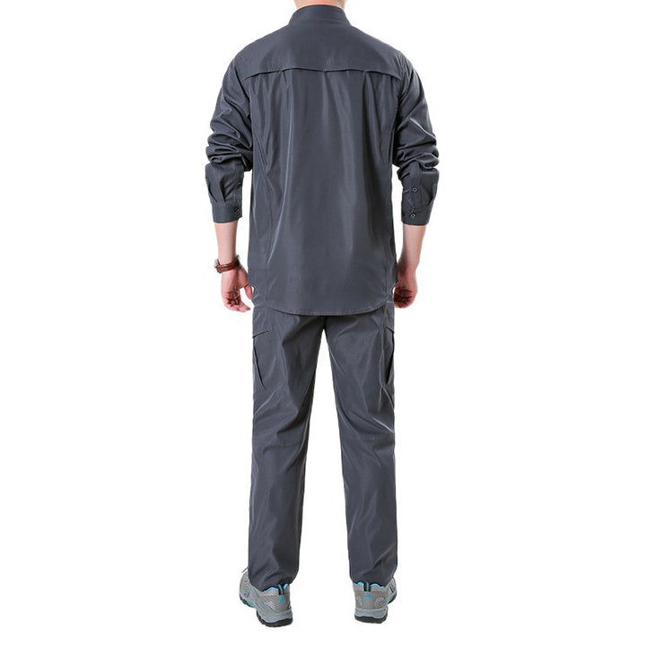 Herren nan leichtes Ripstop-Cargo-Hemd mit passender Cargohose Set für Outdoor und Trekking Drune