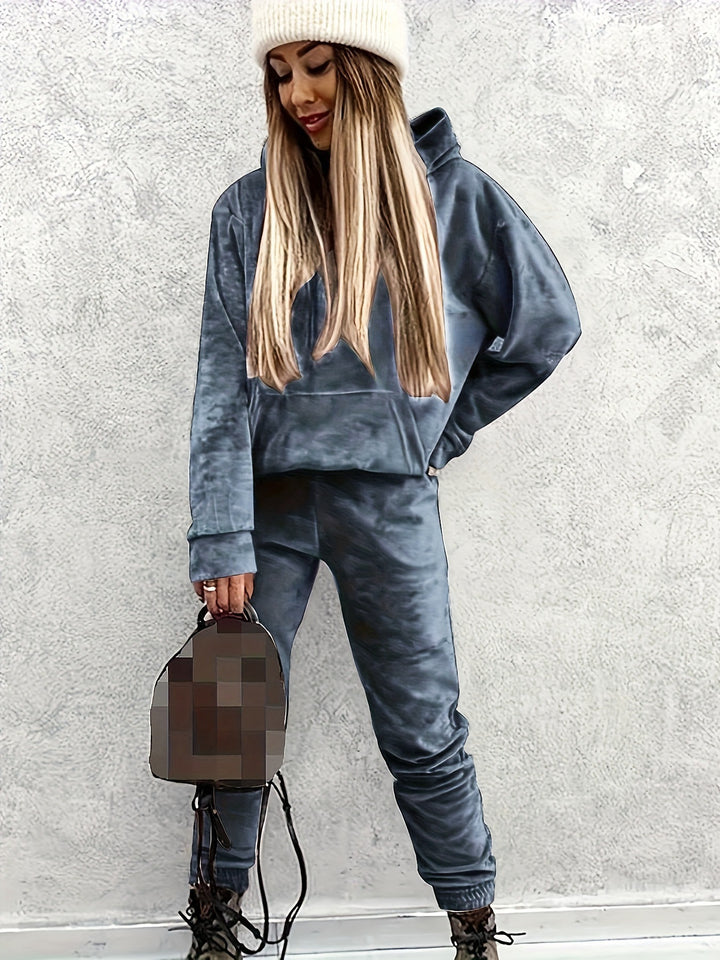 Damen Sportlicher Lounge-Set mit Kapuzenpullover und Hosen Drune