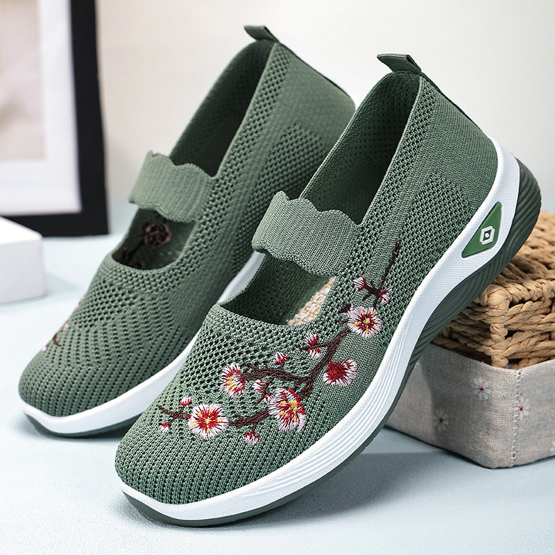 Damen Sportliche Slip-On Sneakers mit floralem Stickdesign Drune
