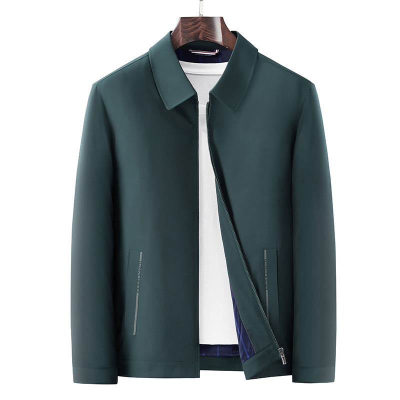 Herren Minimalistische leichte Übergangsjacke mit Hemdkragen, verdecktem Reißverschluss & seitlichen Reißverschlusstaschen Drune