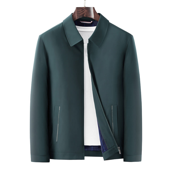 Herren Minimalistische leichte Übergangsjacke mit Hemdkragen, verdecktem Reißverschluss & seitlichen Reißverschlusstaschen Drune