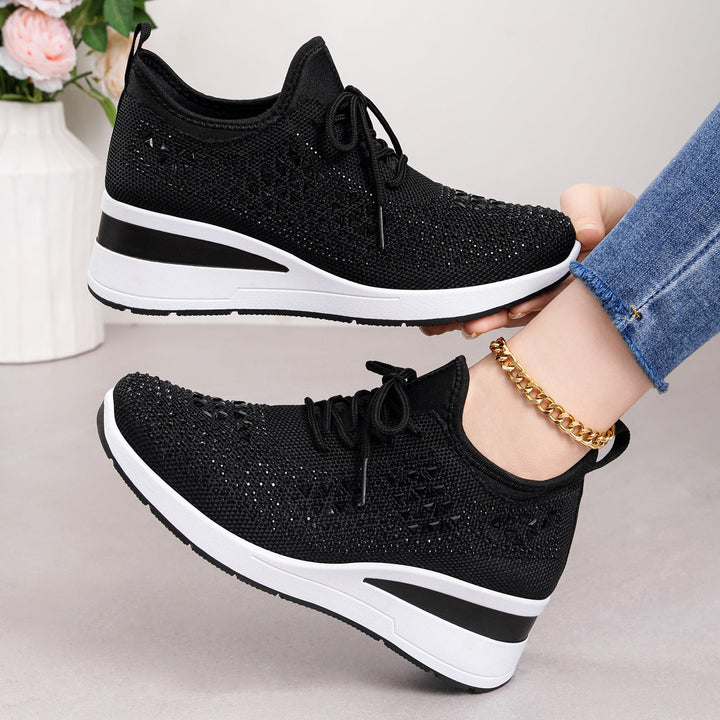 Damen Sportliche Sneakers mit Strass-Applikationen und atmungsaktivem Obermaterial Drune