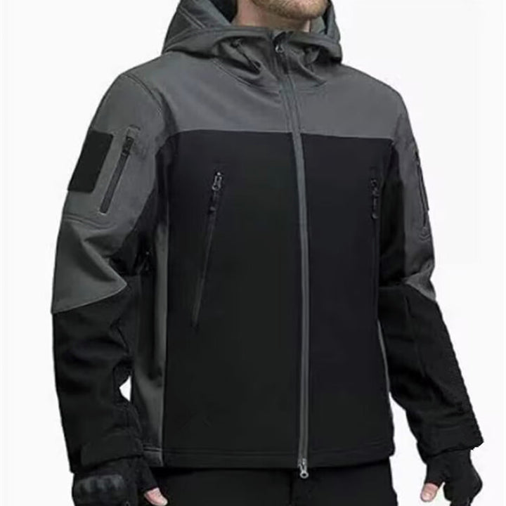 Herren winddichte Softshelljacke mit Kapuze und wasserabweisender Membran Drune