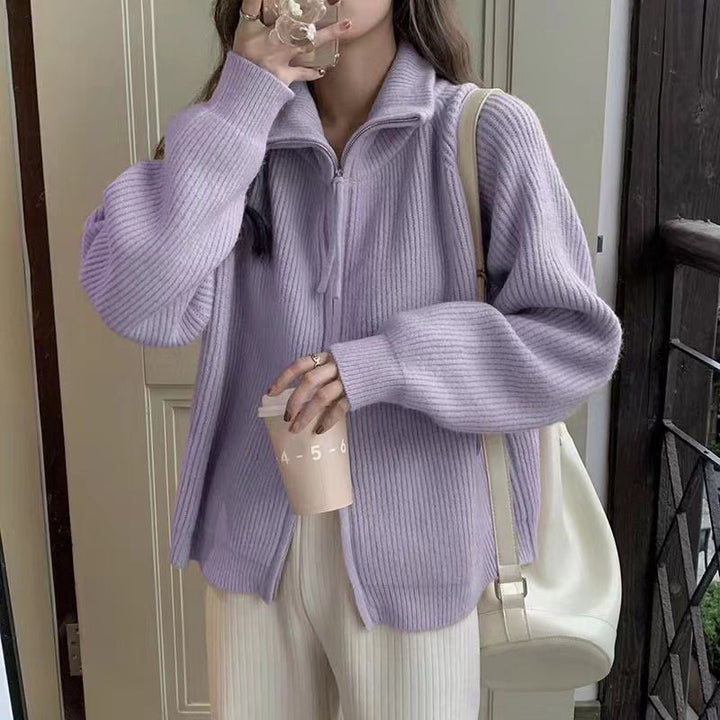 Damen Strickjacke mit asymmetrischem Reißverschluss Drune