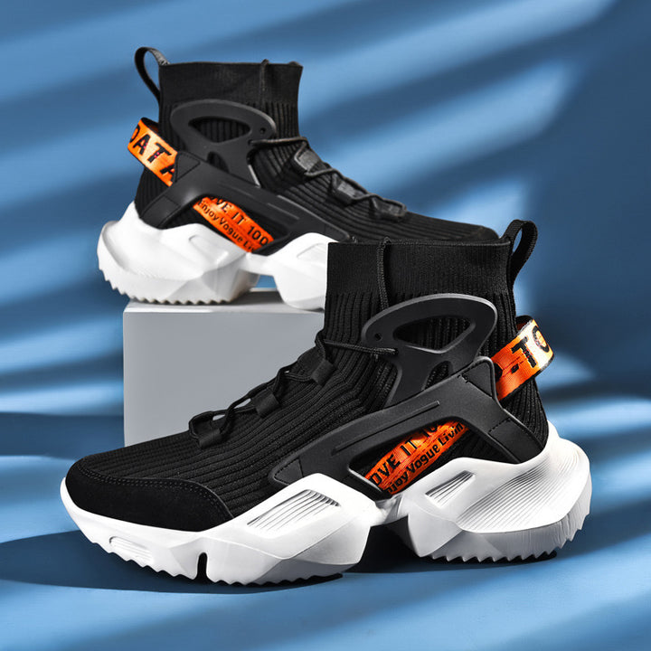 Herren Futuristische High-Top Strick-Sneaker mit Exoskelett-Fersenstütze Drune