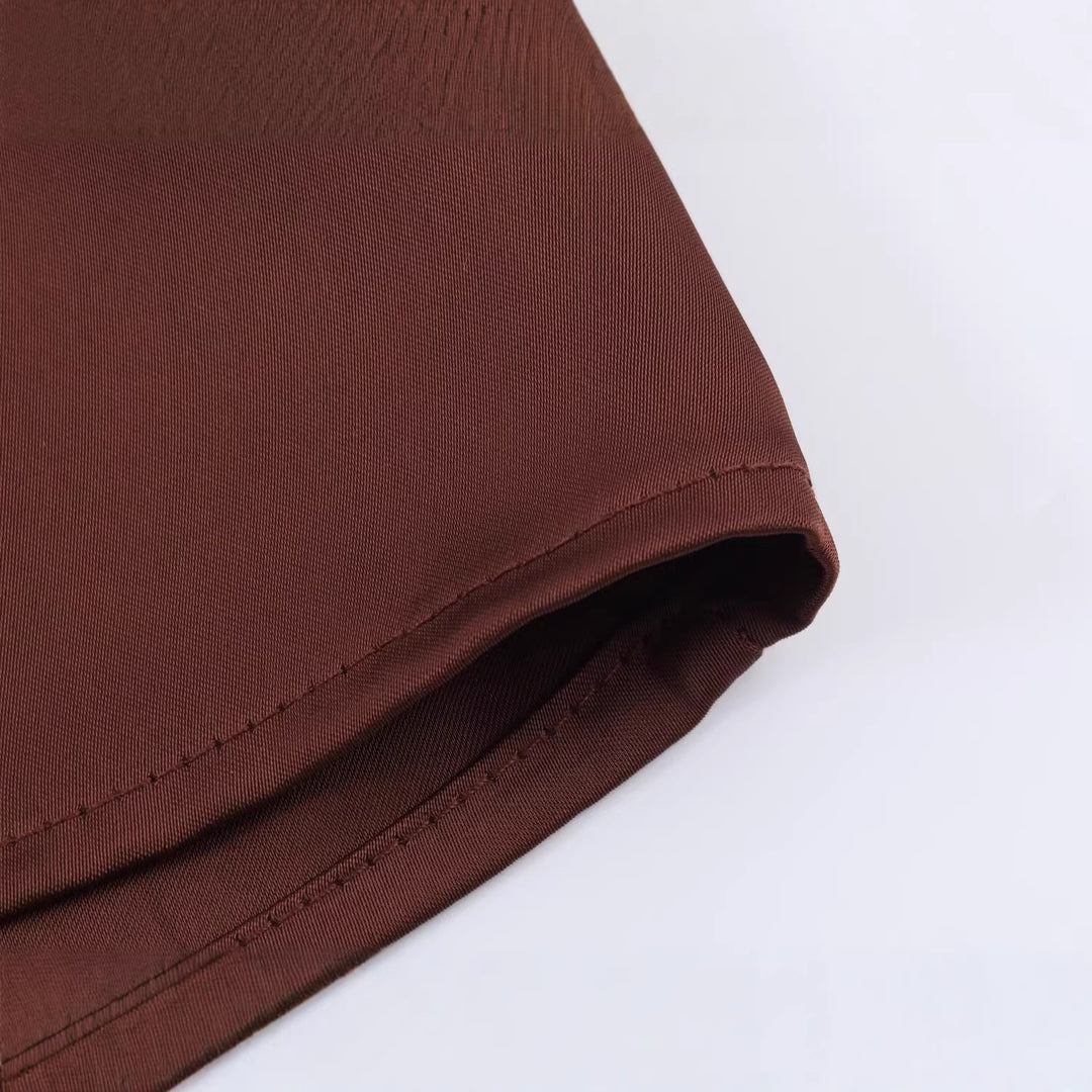 Damen Kurzes A-Linien-Kleid mit Rosen-Jacquard, Volantärmeln und Ziergürtel Drune